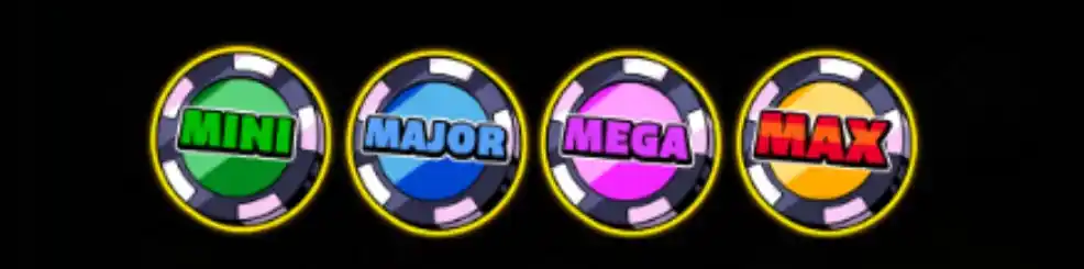 Fichas de jackpot Mini, Major, Mega e Max no slot Le King