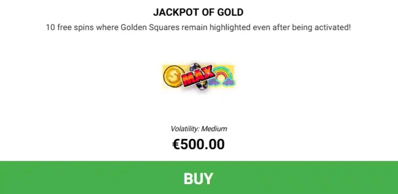 Bônus Jackpot of Gold com ficha MAX e custo de € 500,00 no slot Le King.